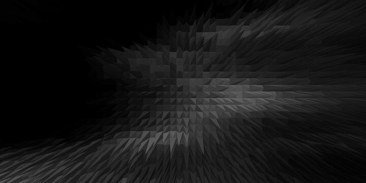 Monochrome abstract background with a pixelated extrusion or zoom effect, creating a dark, chaotic, and futuristic concept for technology, data speed, or a powerful motion graphic.