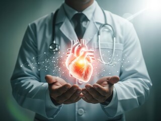Doctor holding digital heart