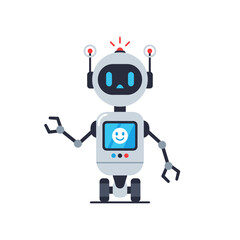 Friendly Robot Character with Happy Face Screen