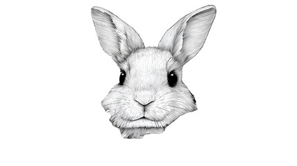 Obraz premium An adorable fluffy white baby bunny rabbit with long ears is isolated on a white background, looking like a cute domestic pet mammal perfect for Easter