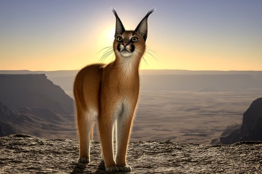 Caracal Alert at Golden Hour