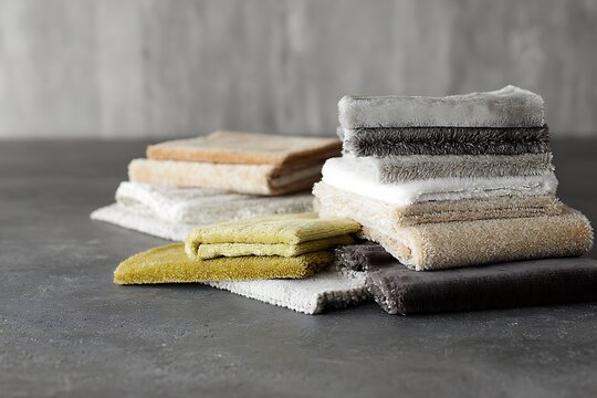 Stacked Plush Carpet Samples Neutral