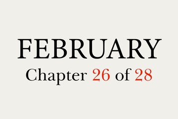 Fototapeta premium February chapter 26 of 28 with a cream background