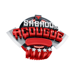 3D Asset - Retail Badge &ldquo;Butcher Saturday&rdquo; with Isolated Background