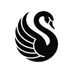 Obraz premium Graceful swan bird silhouette with elegant wings for beauty and spa branding