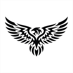 Obraz premium Sharp tribal bird mascot with artistic spreading wings for streetwear brand