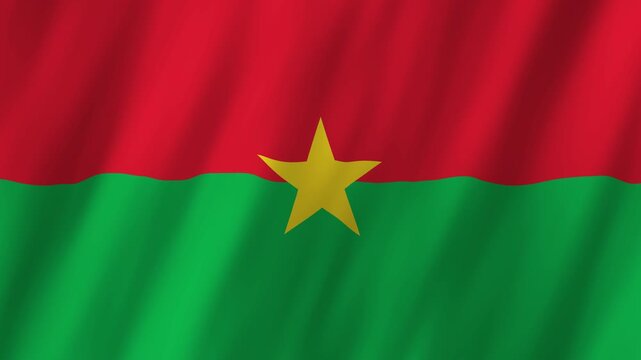 Burkina Faso Flag Waving on Wind, Realistic 4K Background Animation