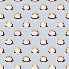Cute headstand penguin seamless pattern in soft pastel colors