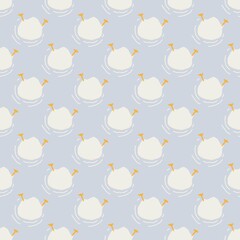 Cute headstand duck seamless pattern in soft pastel colors