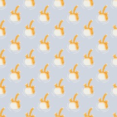 Cute headstand cat seamless pattern in soft pastel colors