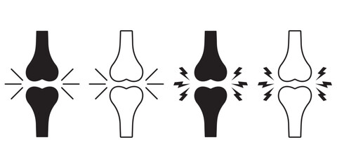 Human Knee Joint Pain, Arthritis, and Osteoporosis Icon Set Vector Illustration for 
Medical and Healthcare Design