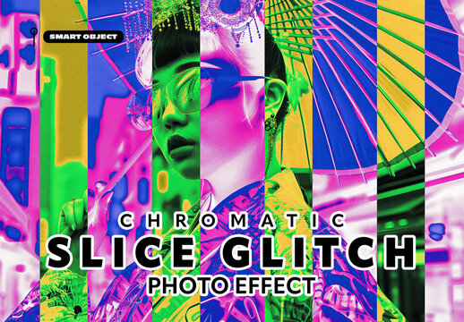 Chromatic Slice Glitch Photo Effect Template