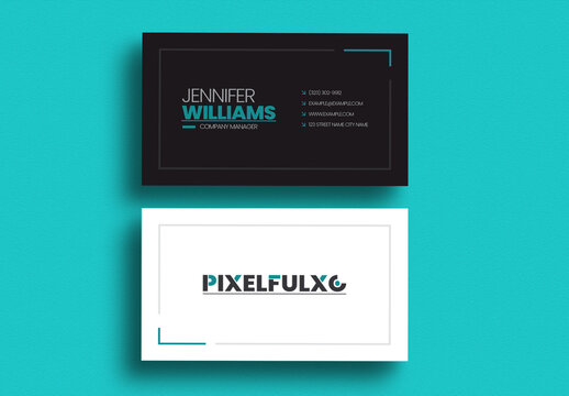 Modern Minimal Business Card Design with Black and Teal Color Scheme for Corporate Branding