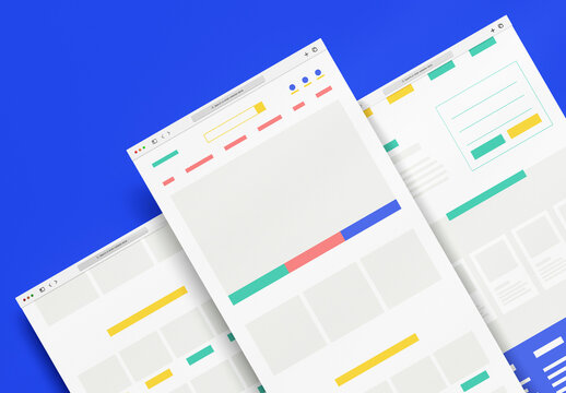 Modern Website Wireframe Layout Design for Responsive Web Page Structure and UI UX Concept