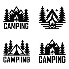 Obraz premium Outdoor camping and mountain adventure vintage badge and emblem collection