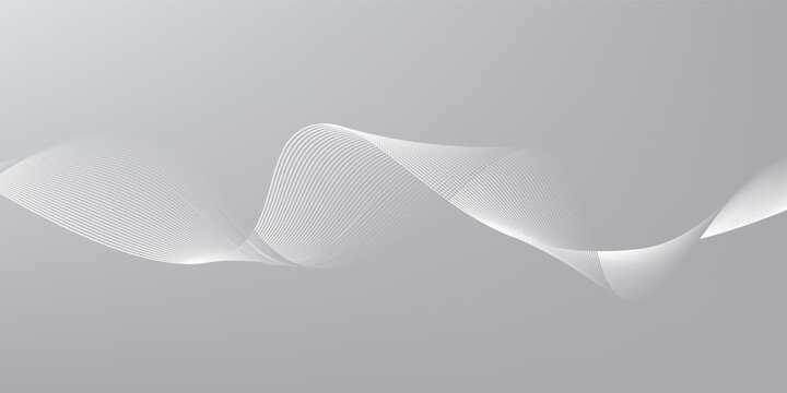 White and gray abstract backround with flowing lines pattern, vector illustration.