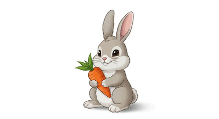 Fototapeta premium Adorable Bunny with Carrot on White