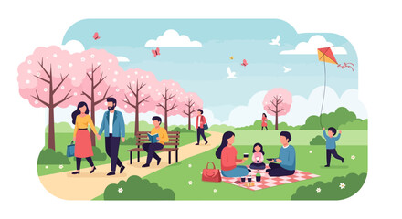 Fototapeta premium Family Picnic in Spring Park
