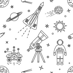 Space Pattern Telescope Planets Shuttle Galaxy © aquamarine_paint