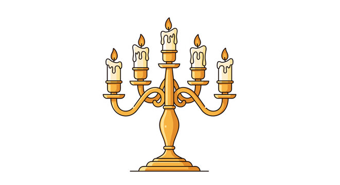 Ornate Golden Candelabra with Burning Candles Illuminating Elegant Setting for Formal Event, Restaurant, Vintage D&eacute;cor, or Festive Celebration Design Decoration, Romantic Glow, Cla.