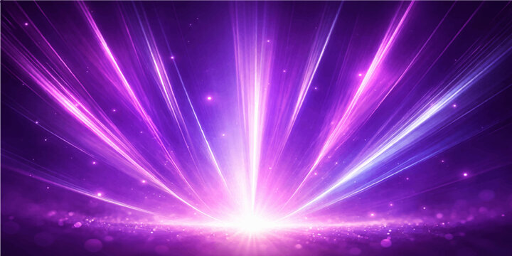 Shiny abstract blue background with a bright disco star burst and glowing purple laser rays in a magic space night design illustration