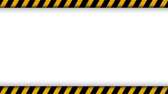 Animated Warning Caution Stripes Border Frame on White Background