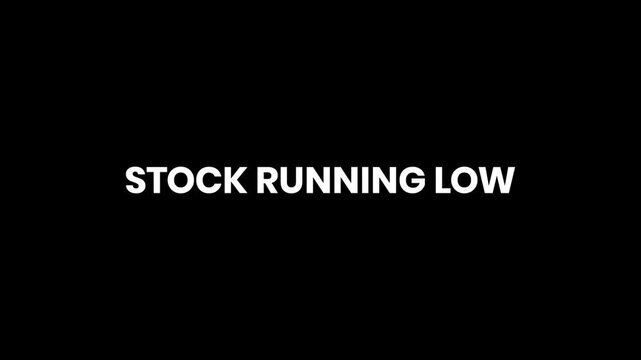 Stock Running Low Breaking Glitch Text Animation 4K for Inventory Warnings and Ecommerce Sales