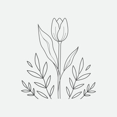 Tulip flower line logo design vector