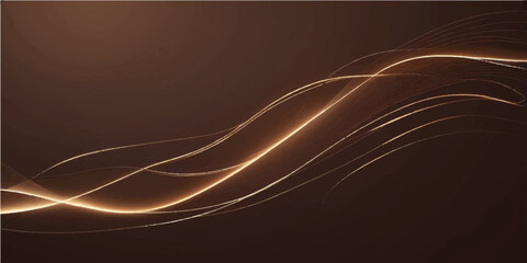 Obraz premium Futuristic abstract brown vector background featuring a 3d fractal wave design with light energy lines and a flowing motion texture