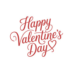 Happy Valentine&rsquo;s Day Hand Lettering Typography with Heart