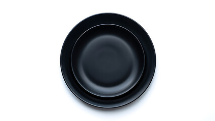 Elegant black plates isolated on a clean white background offering versatile food presentation and culinary design options for creative chefs
