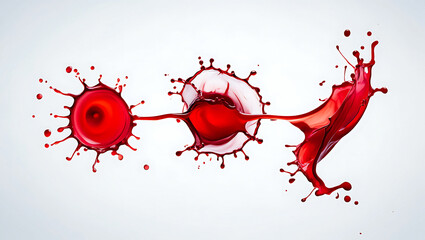 Dynamic Red Liquid Splashes Creating Abstract Forms on a Clean White Background Ideal for Creative Designs and Product Visualization