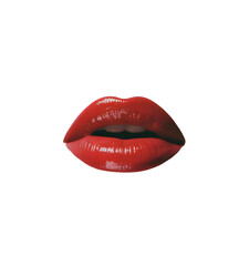 Fototapeta premium Red lips on black background