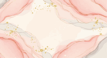 Fototapeta premium Abstract Fluid Art Background with Soft Pink, Rose, Beige, and Gray Alcohol Ink Waves and Elegant Gold Glitter Elements