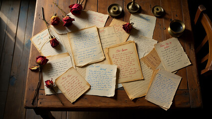 Vintage Love Letters and Notes Flat Lay