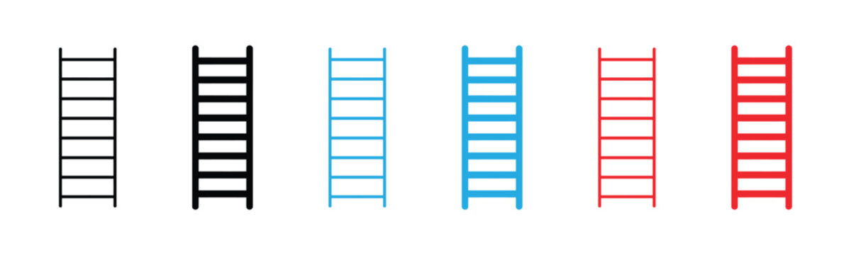 Vector illustration icon collection of colorful ladders in various colors