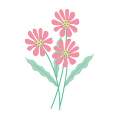 Naklejka premium Cute flower PNG illustration with floral and plant elements. Perfect for spring designs, kids projects, nursery art, invitations, stickers, and decorative branding.