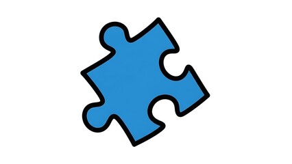 Fototapeta premium Blue Puzzle Piece on White Background.