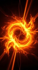 Fototapeta premium Fiery Celestial Dragon Ring of Cosmic Energy Exploding with Radiant Light and Intense Heat.