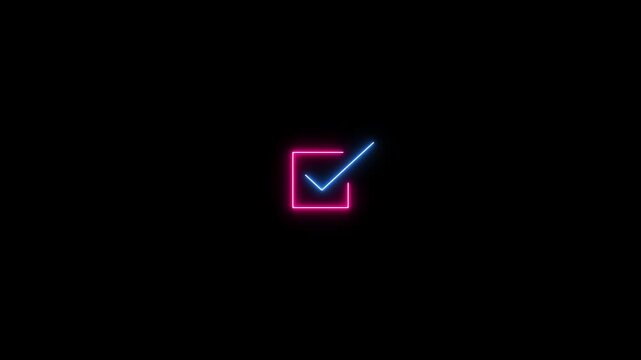 Check mark icon animation with approval symbol and confirmation sign. Tick mark status indicator with verified approval and success mark. Check mark with confirmation icon and accept status.