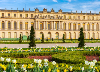 Versailles palace and gardens in spring outside Paris, France
