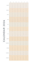 A calendar for the year 2026 with a clean and simple design