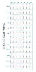 A calendar for the year 2026 with a clean and organized design