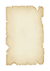 Weathered Antique Parchment with Frayed Edges displays aged yellow tone and irregular borders. Blank historic document surface offers space for vintage typography.