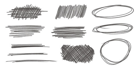 set of pencil scribbling textures isolated on white or transparent png © David Kreuzberg