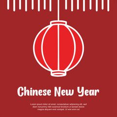 Chinese New Year Vector Poster, Red Hanging Lantern Illustration, Festive Lunar Celebration Design