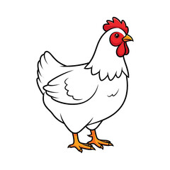 Fototapeta premium Cartoon Chicken Standing, Animal Illustration, White Background, Side View, Farm Concept Reference