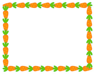 Cute carrot frame made from wooden style illustration, suitable for background, copy space, kids design, pattern, and repeatable tile layout.