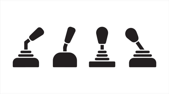 Machine Control Lever Silhouettes in Flat Icon Style