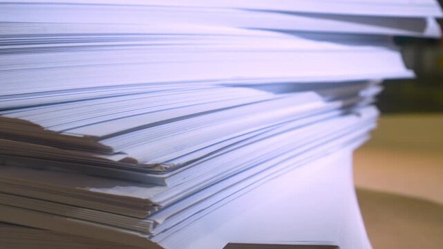 A4 office paper is in a stack